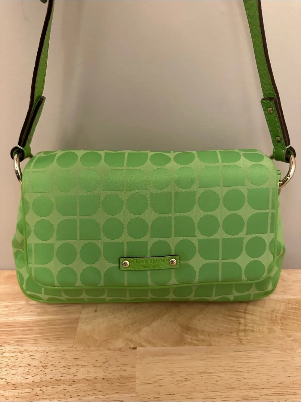 kate spade Lime Green Patterned Shoulder Bag
